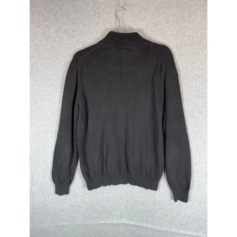 Grayson & Dunn Sweater Mens Medium Black Button Mock Neck Pullover Cotton Warm